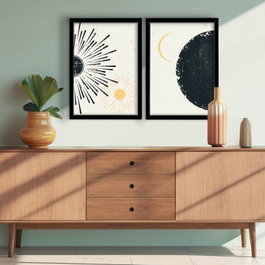 Wallity Set de 2 Cuadros Decorativos MDF Multicolor con Marco de Madera de 38 x 53 cm